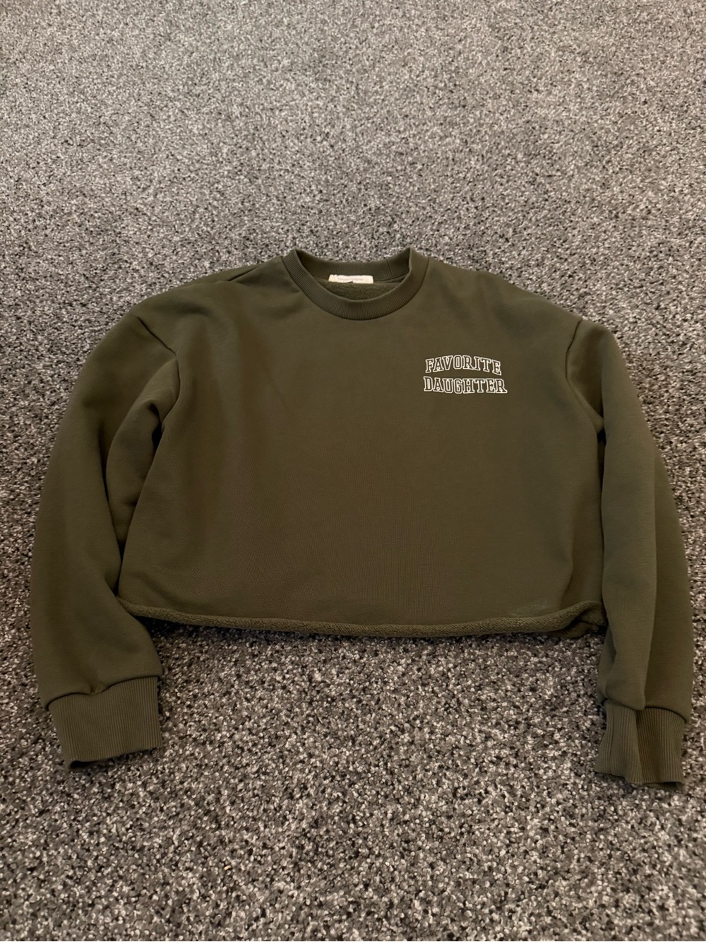 Favorite Daughter Olive Green Cropped Sweatshirt